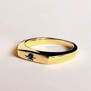 Edge Zircon Stone Sterling Silver Ring