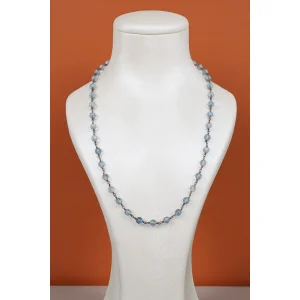 Silver Necklace (bracelet) With Natural Blue Topaz Gemstone