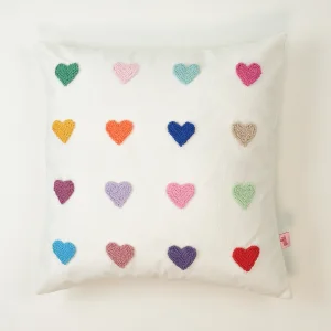 Little Hearts | Handmade Embroidered Decorative Cushion Cover