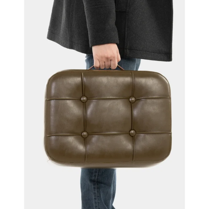 Ottocase Nostalgic Handmade Quilted Leather Pouf image 4