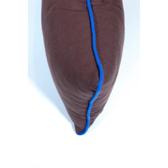 Bitter Brown Cushion With Blue Piping image 2