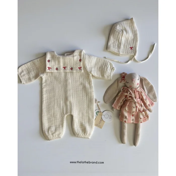 Pink Vintage Embroidered Muslin Newborn Set image 2