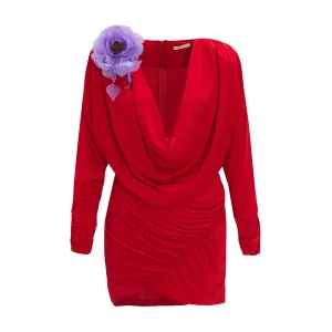 Cowl Neck Draped Mini Dress