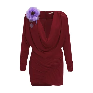 Cowl Neck Draped Mini Dress