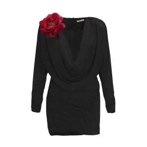 Cowl Neck Draped Mini Dress