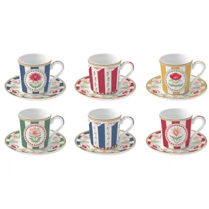 Flowery Set Of 6 Porcelain Coffee Cups