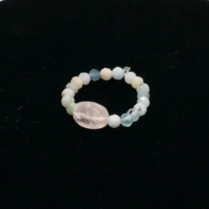 Pink Quartz Detailed Morganite Natural Stone Flexible Ring