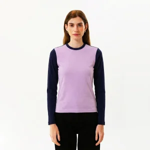Crew Neck 100% Organic Cotton Dusty Pink - Anthracite Contrast Blouse
