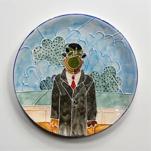Embossed Ceramic Wall Plate Inspired By The Son Of Man - 24 Cm