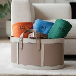 Handcrafted Leather Multi-purpose Decorative Basket