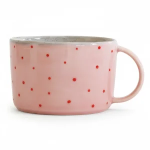 Porcelain Coffee Mug | En-joy Collection | Pink Handle No. 4