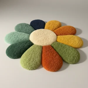 3D Flower Handmade Tufting Multicolored Rug