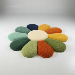 3D Flower Handmade Tufting Multicolored Rug - 2