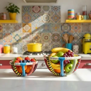 Colourful Ceramic Basket Set