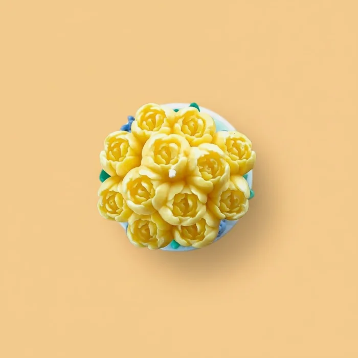 Botanical Series Amber Kokulu Sarı Çiçek Buketi Mum image 3