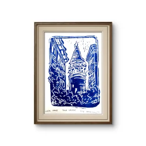 Blue Galata El Yapımı Linol Baskı Resim