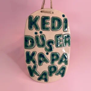 Handmade Ceramic Warning Sign For Cat Homes | Cat Safety Decor | Door & Toilet Reminder