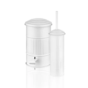 Waste Bin And Toilet Brush Set White 1