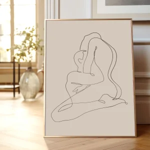One Line Love | Minimal Figurative Art Poster - Modern Wall Decor