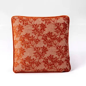 Textured Cushion With Terracotta Botanical Detail