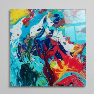 Coşku Pure Edition Abstract Glass Wall Art (60x60 Cm) - Modern Frameless Tempered Glass Print, Ready To Hang