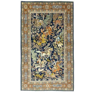 Tan Av Sahnesi Motifli İran Halısı 131x225 Cm