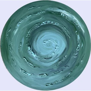 Handcrafted Green Vortex - Textured Wood Wall Art -  Round Modern Decor