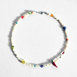 Karma Handcrafted Murano Glass Bead & Natural Pearl Necklace