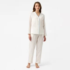 Yakasız Müslin Lara Pijama Takımı