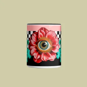 Lucida | Özel El Çizimi Tasarım Kupa | Sanatsal Hediyelik | Siyah Kulplu Kahve Bardağı