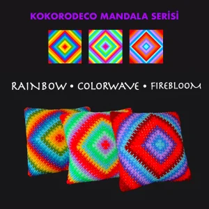 Pillow - Mandala Series - Vibrant Colors - Hand-knitted - Set Of 3