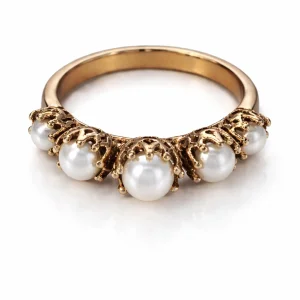 Crowned Pearl Bronze Ring