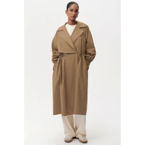 Long-sleeved, Belted Midi Regular Trench Coat