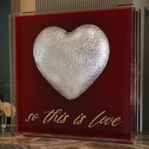 Besart - Plexiglass & Brass Detailed Textured 3d Heart Luxury Wall Art | 80×80 Cm | Modern Statement Artwork