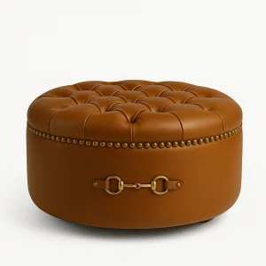 Silent Power Leather Pouf