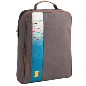 Modern Minimal Design Anthracite Canvas Laptop & Backpack With Cat Pattern And Artistic Panel