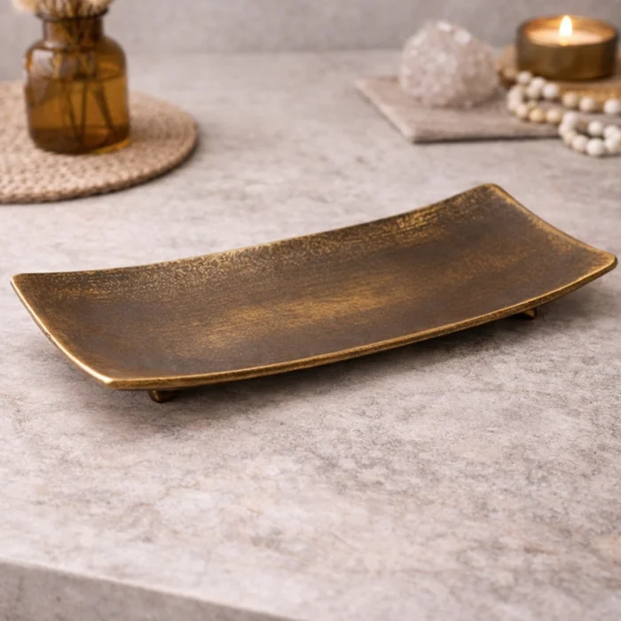 Gold-tone Rectangular Decorative Tray image 1