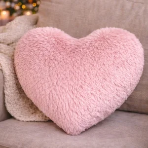 Heart-shaped Plush Decorative Cushion - Blush