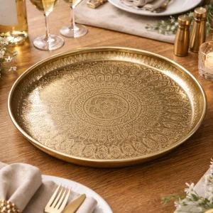 Vintage-style Gold-tone Patterned Tray