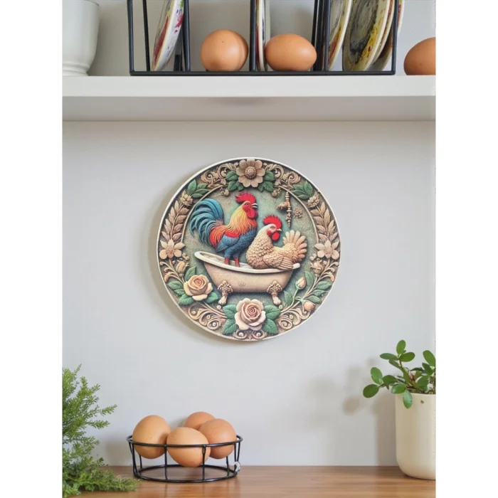 Chicken Pattern Decorative Wall Plate - Kitchen Decor 26cm image 3