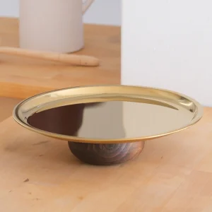 Round Serving/presentation Plate With Wooden Base Decorative Stand