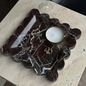 Bordeaux Marble Tray Dekoratif Obje