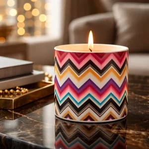 Zigzag Pattern Glass Candle Holder 10x10 Cm