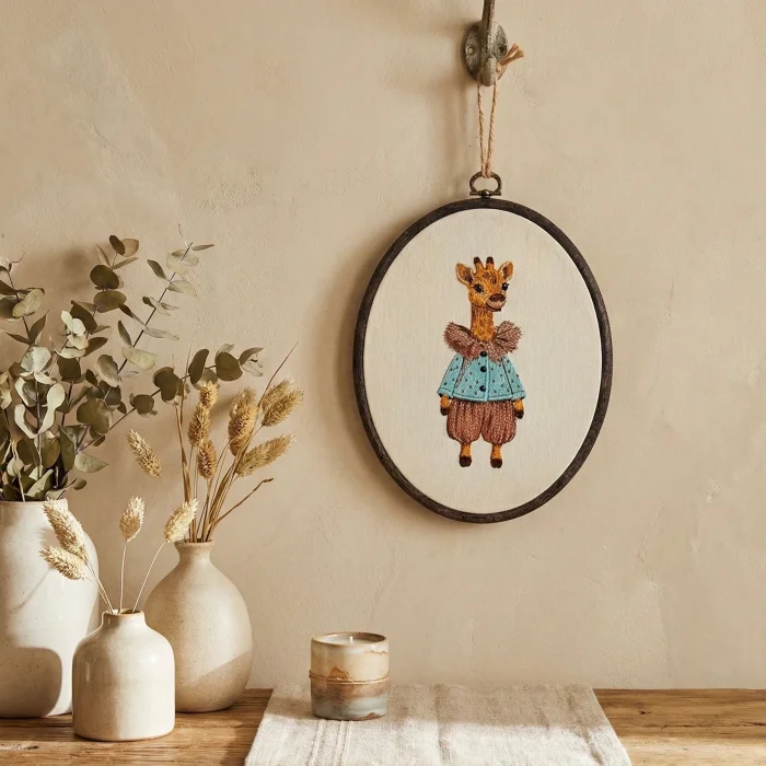 Pastoral Giraffe Embroidered Decorative Wall Art image 3