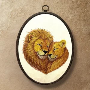 Vintage Aslan - Nakışlı Dekoratif Duvar Tablosu