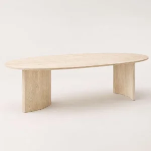 Arcen Oval Travertine Coffee Table