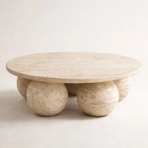 Lunea Round Travertine Coffee Table