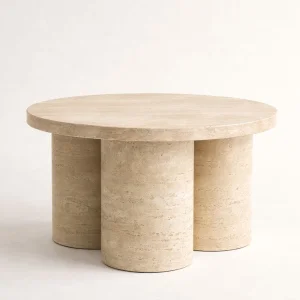 Moro Column Base Travertine Coffee Table