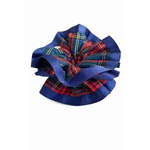 Sapphire Tartan Premium Scrunchie 4 Katmanlı Toka