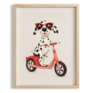 Scooter'lu Köpek -  Çocuk Odası Ahşap Duvar Tablosu